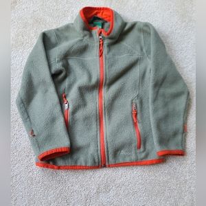 LL Bean fleece shell, Medium (5-6), olive green and orange